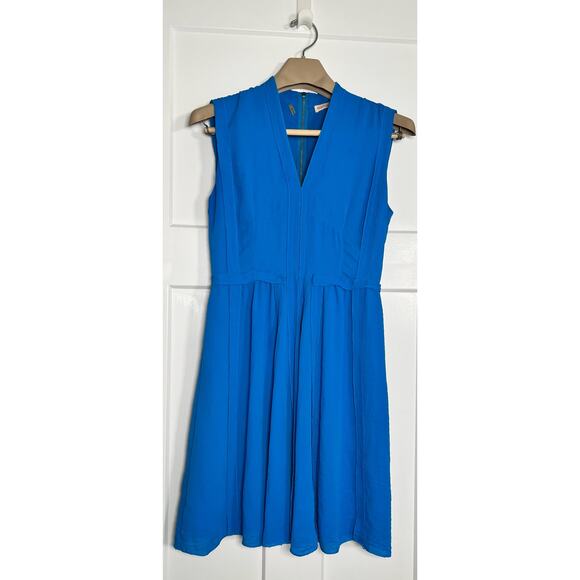 Rebecca Taylor‎ Dress Blue Fit and Flare Size 6 Sleeveless VNeck - Picture 1 of 12